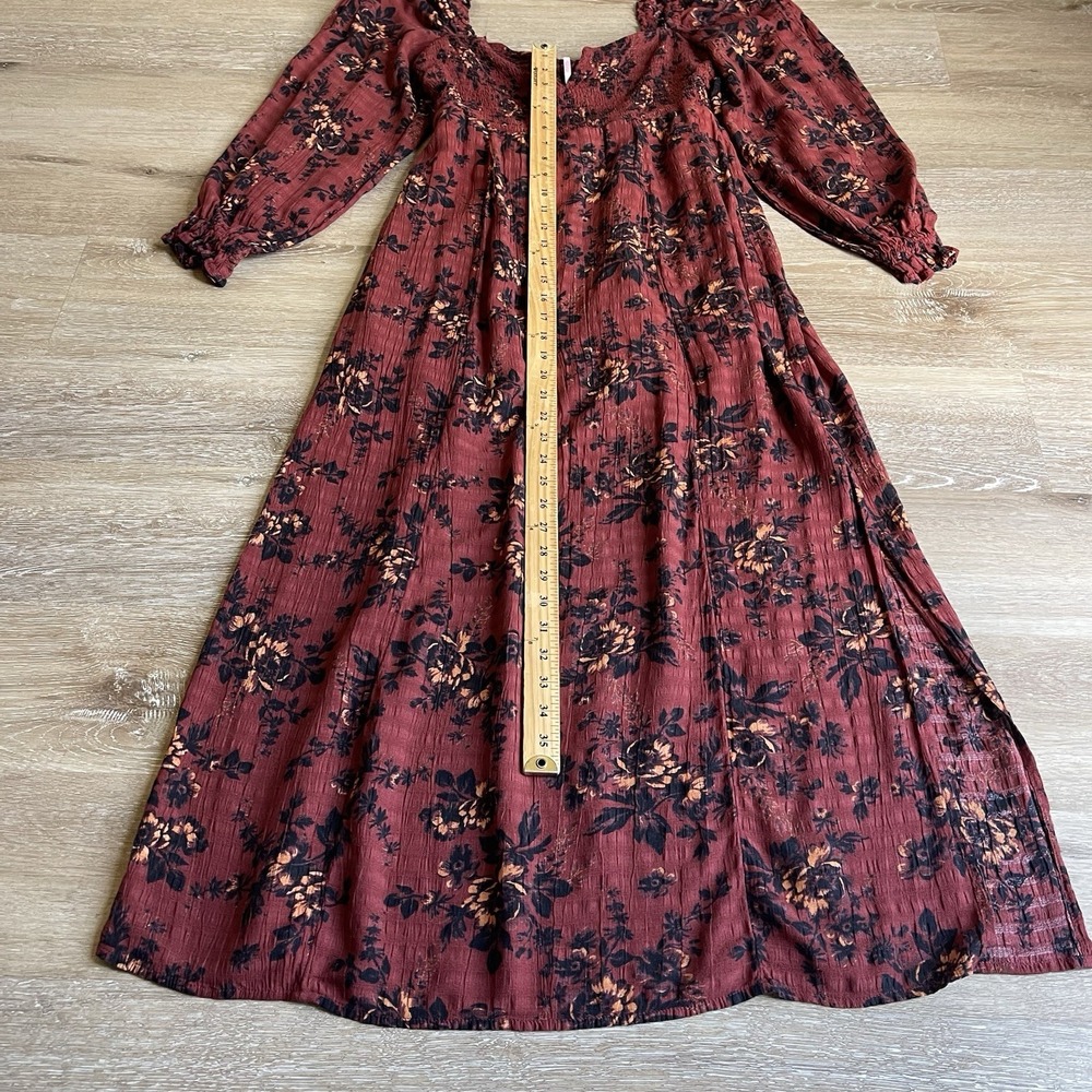 Free People SM Jaymes Midi Dress Smocked Vamp Romance Whimsy Grunge Fairy $168 - Picture 3 of 12